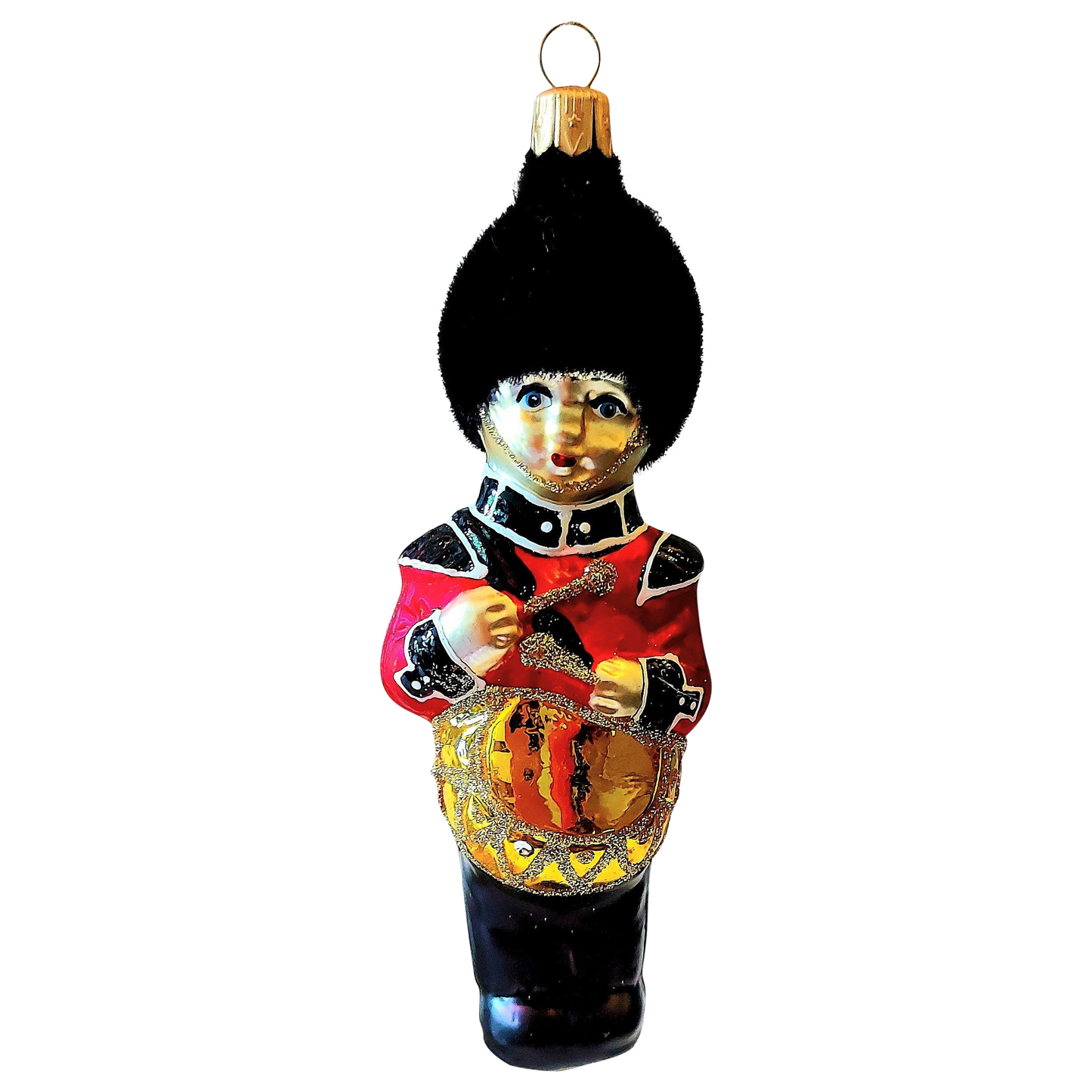 Czech Republic, Glass Blown, Hand Painted Christmas Tree Ornament - Large Drummer Boy