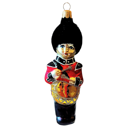 Czech Republic, Glass Blown, Hand Painted Christmas Tree Ornament - Large Drummer Boy