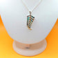 Silver Handmade Inlay Pendant/Earring Set Semi Precious Abalone Shell- Leaf