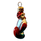 Czech Republic, Glass Blown, Hand Painted Christmas Tree Ornament - cockerels a pair ( x 2 )