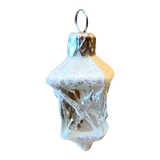 Czech Hand-Painted Glass Christmas Ornament: White Lantern (Pair)