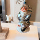 Vintage Czech Republic, Glass Blown, Hand Painted Christmas Tree Ornament - Large Santa Chimney Blue