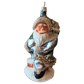 Czech Republic, Glass Blown, Hand Painted Christmas Tree Ornament - Large Santa Chimney Blue