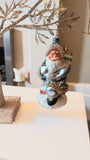 Vintage Czech Republic, Glass Blown, Hand Painted Christmas Tree Ornament - Large Santa Chimney Blue