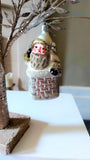 Vintage Czech Republic, Glass Blown, Hand Painted Christmas Tree Ornament - Large Santa in Chimney