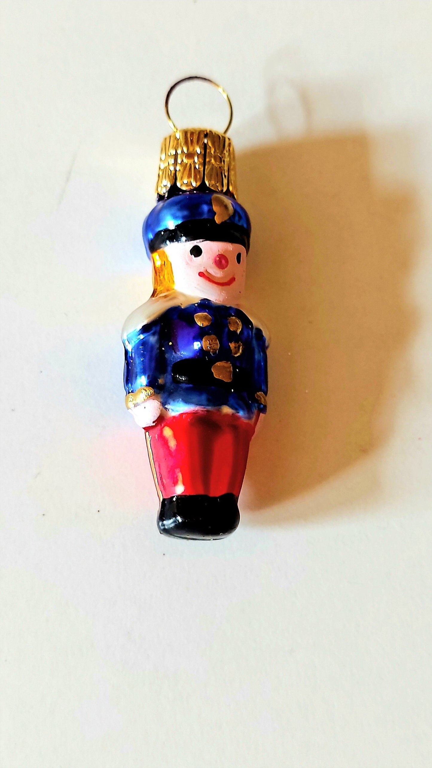 Vintage Czech Republic, Glass Blown, Hand Painted Christmas Tree Ornament - soldier a pair ( x 2 )