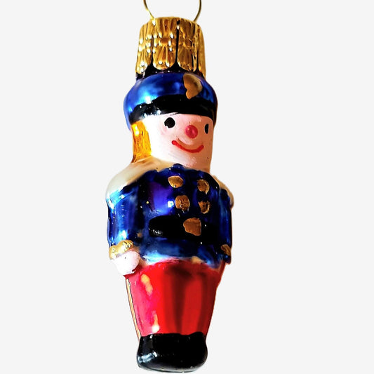 Vintage Czech Republic, Glass Blown, Hand Painted Christmas Tree Ornament - soldier a pair ( x 2 )