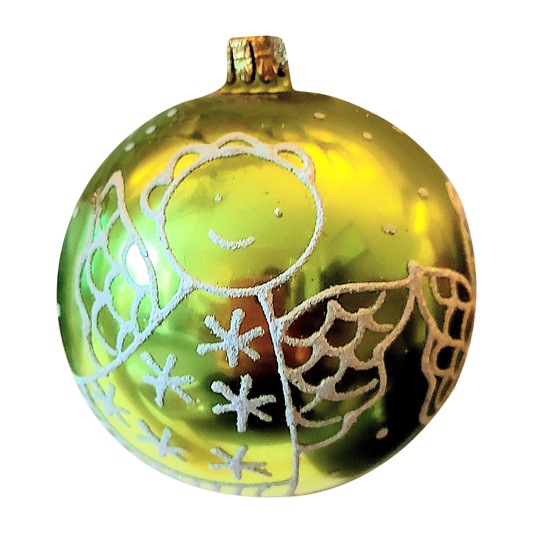 Czech Republic, Glass Blown, Hand Painted Christmas Tree Ornament decoration - Large Ball Bauble