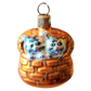 Czech Glass Christmas Ornament: Hand-Painted Cats in Basket (Pair)