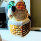 Vintage Czech Republic, Glass Blown, Hand Painted Christmas Tree Ornament - Large Santa in Chimney
