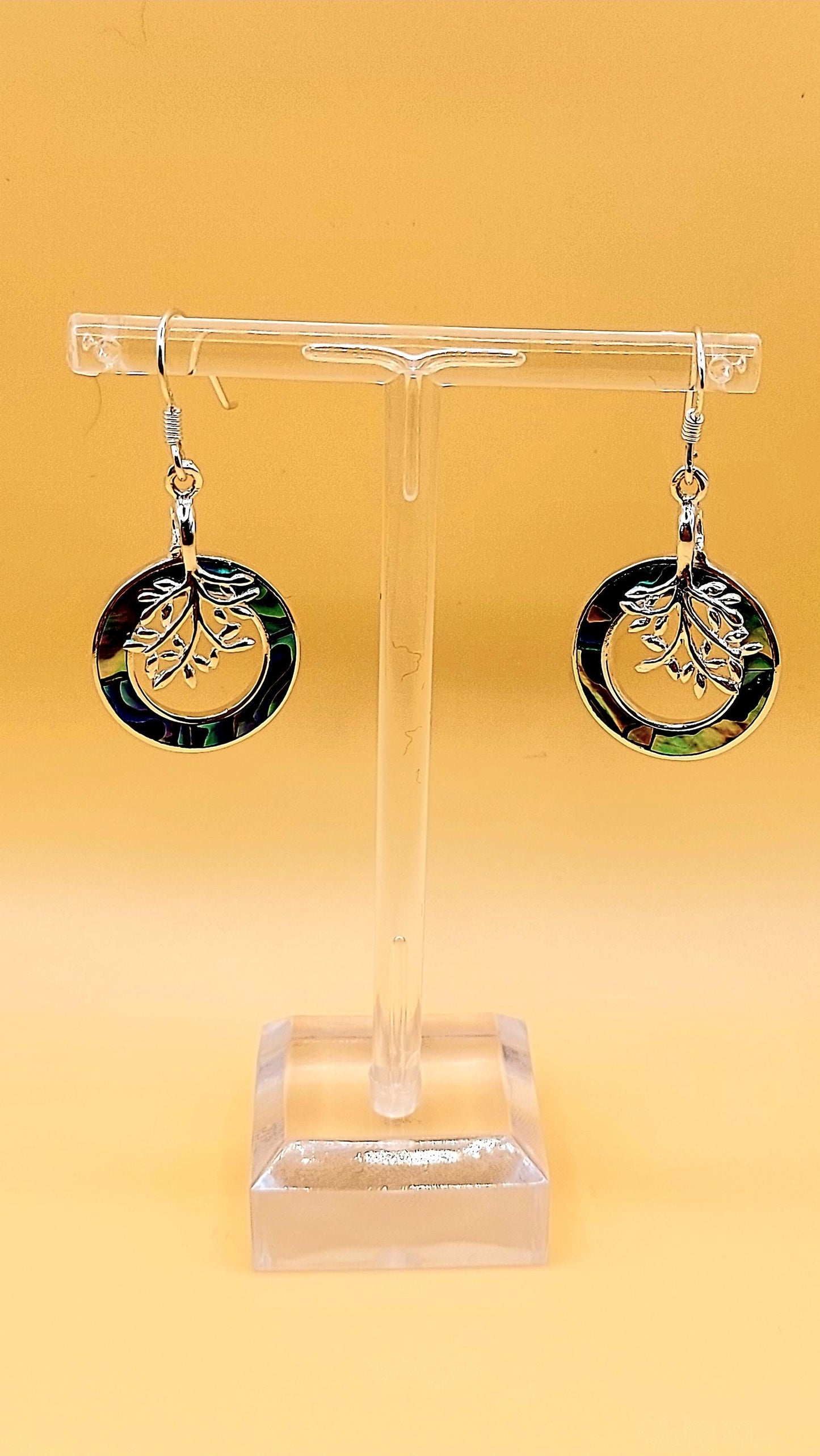 Silver Handmade Inlay Pendant/Earrings Set Semi Precious Abalone Shell- Tree of Life