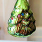 Vintage Czech Republic, Glass Blown, Hand Painted Christmas Tree Ornament - Small Tree ( x 2 )