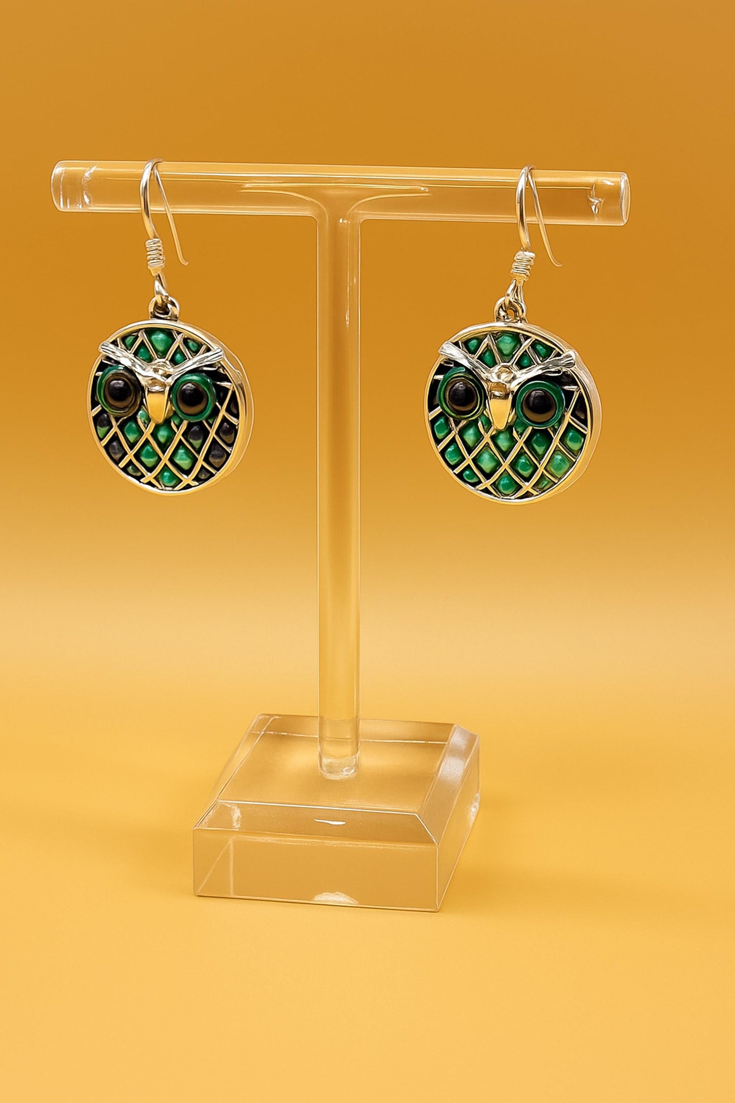 Silver Handmade Inlay Pendant/Earring Set Semi Precious Abalone Shell- Owl