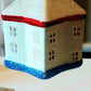 Vintage Czech Glass Christmas Ornament: Hand-Painted Glittery House