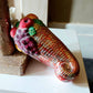 Vintage Czech Republic, Glass Blown, Hand Painted Christmas Tree Ornament - Large Fruit Cone Red