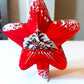 Vintage Czech Republic, Glass Blown, Hand Painted Christmas Tree Ornament - Red Star Tree Topper