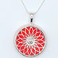 Silver Handmade Inlay Pendant Semi Precious Abalone Shell- Red Circle