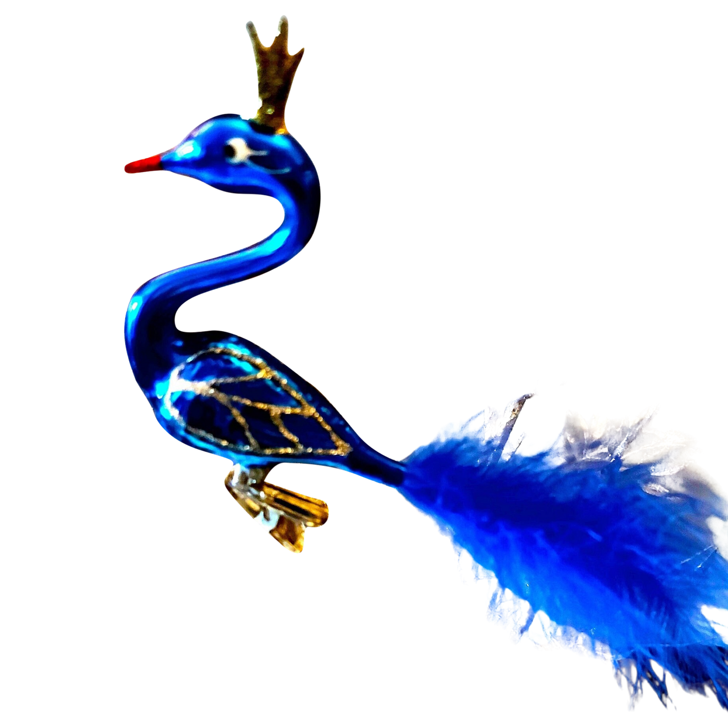 Czech Republic, Glass Blown, Hand Painted Christmas Tree Ornament - Swan with clip