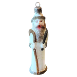 Czech Republic, Glass Blown, Hand Painted Christmas Tree Ornament - Thin Santa White (reduced)
