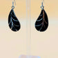Silver Handmade Inlay Earrings Semi Precious Black Onyx- Black Leaf