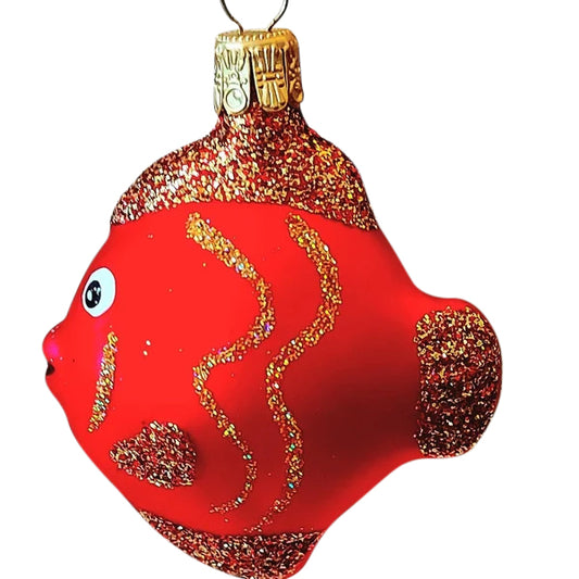 Vintage Czech Republic, Glass Blown, Hand Painted Christmas Tree Ornament - Nemo Fish