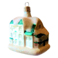 Czech Republic, Glass Blown, Hand Painted Christmas Tree Ornament -Large White House