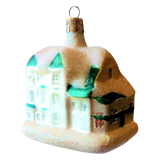 Czech Republic, Glass Blown, Hand Painted Christmas Tree Ornament -Large White House